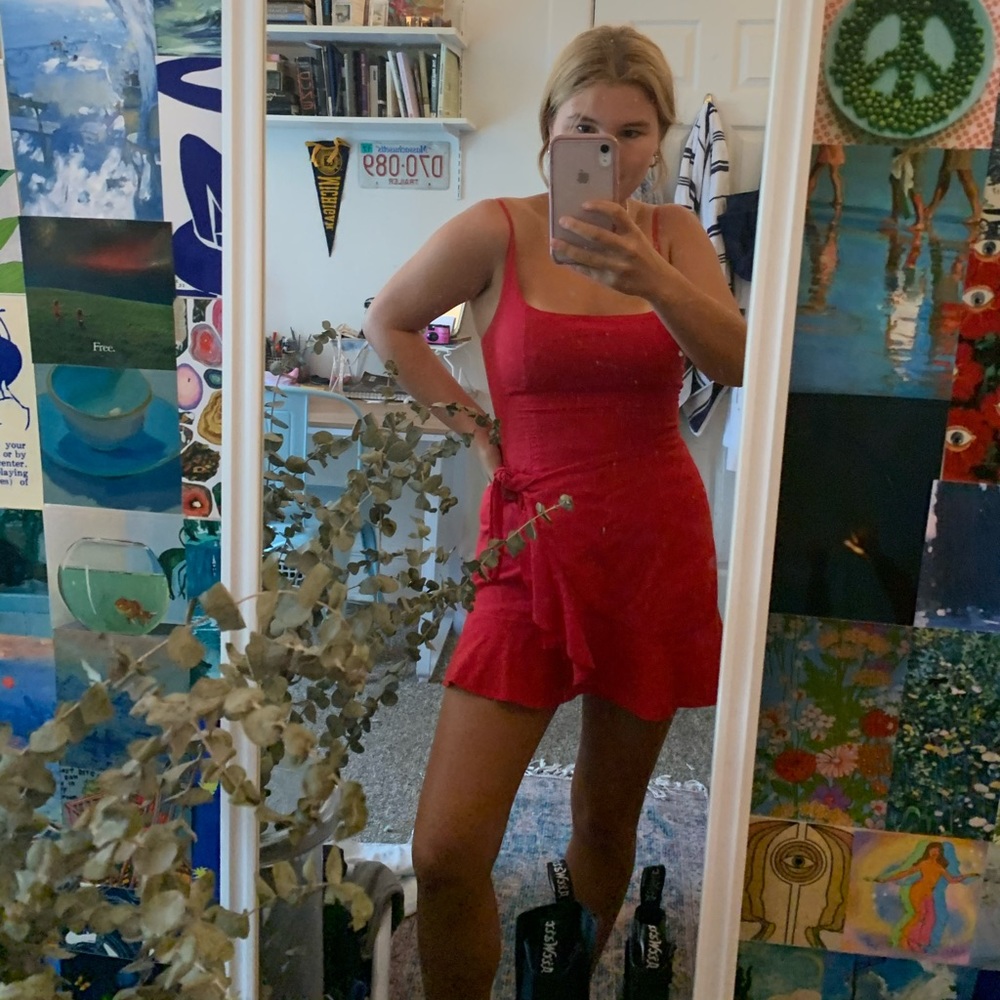 red tie princess polly mini dress